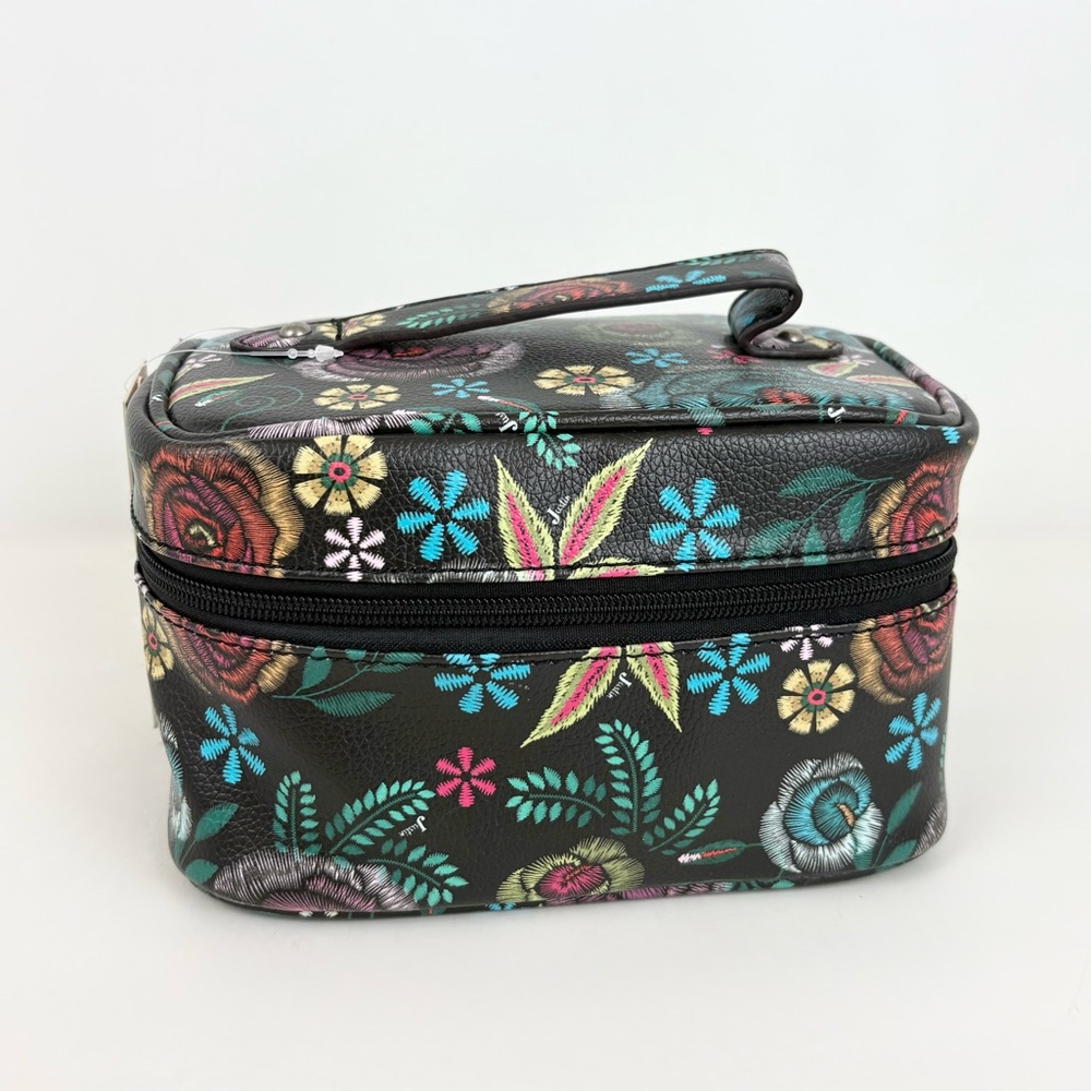 Justin Boots Black Floral Makeup Toiletry Travel Bag Case New With Tags